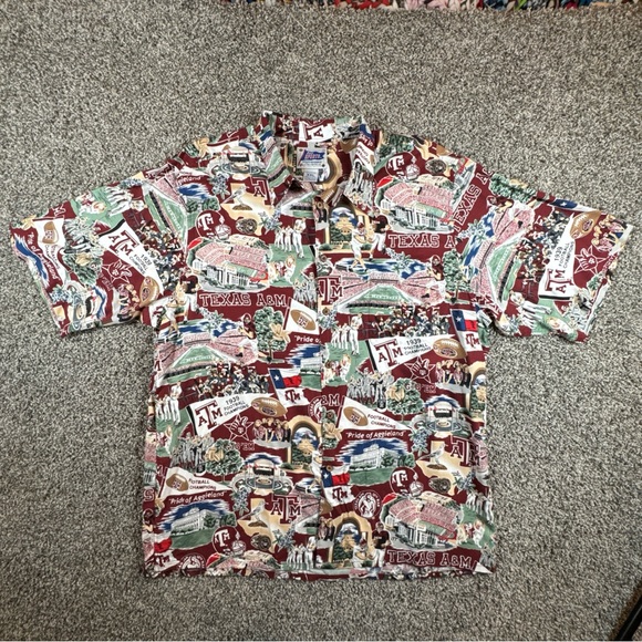 VTG Reyn Spooner XXL Texas A&M Aggies Hawaiian/All Over Print SS Button Up Shirt - Picture 2 of 7